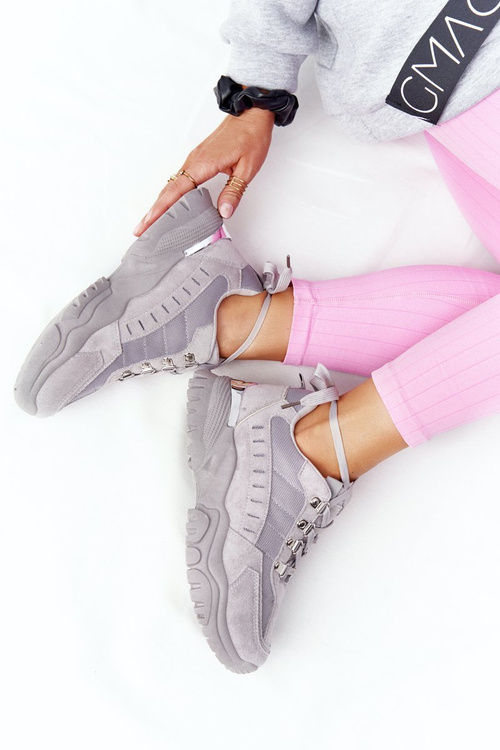 Damskie Sneakersy Na Dużej Podeszwie Szare Good Mood