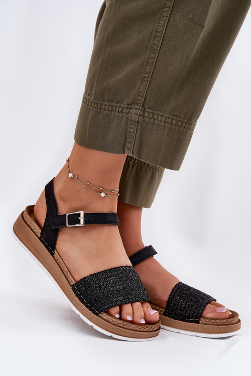 Sandały Damskie Z Plecionką Na Pasku Inblu GS000050 Czarne