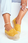 Espadryle Damskie Na Platformie Lniane Żółte La Playa