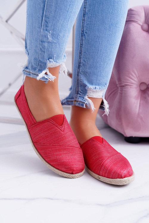 Damskie Czerwone Brokatowe Espadryle Emmera