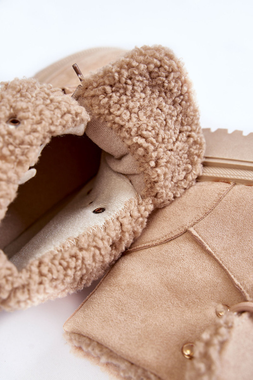 Damskie Zamszowe Botki Trapery Beżowe Bellita