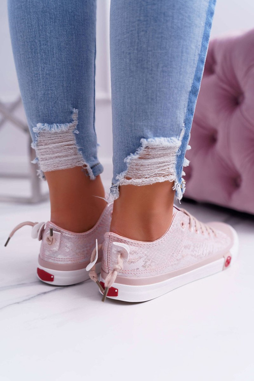 Trampki Damskie Cross Jeans Różowe DD2R4058