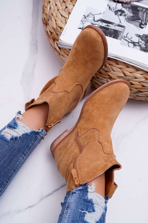 Damskie Botki Saszki Na Koturnie Camel Ellen