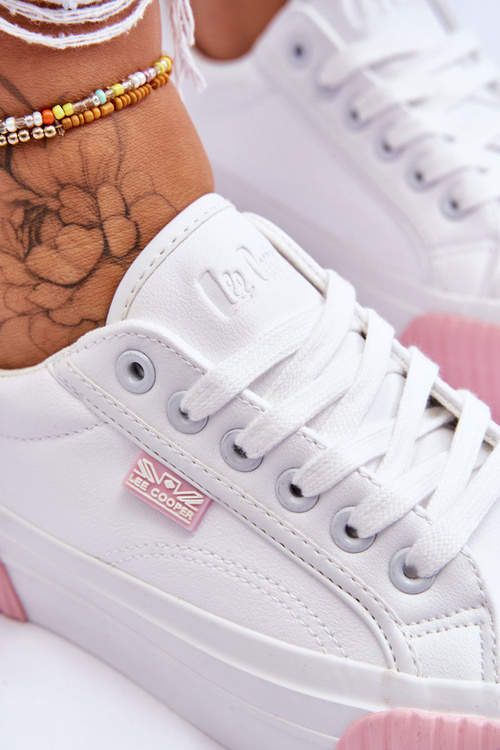 Skórzane Buty Sportowe Lee Cooper LCW-23-31-1787L Białe