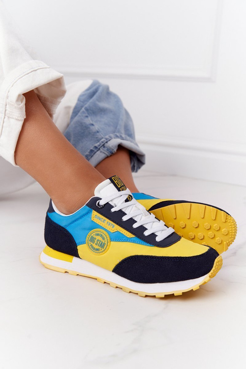 Damskie Sportowe Buty Memory Foam Big Star HH274525 Żółto-Niebieskie