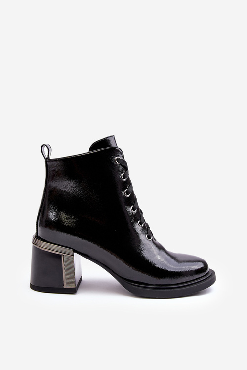 Lakierowane Damskie Botki D&A MR870-98 Czarne