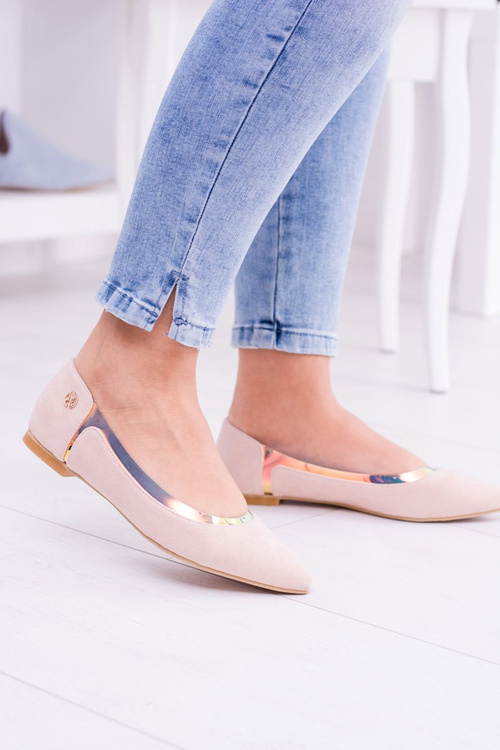 Lu Boo Transparentne Holograficzne Balerinki w Szpic Róż Lison