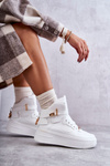 Damskie Ocieplane Wysokie Buty Sportowe Białe Lexa