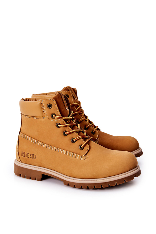 Skórzane Botki Trapery Big Star II174264 Camel