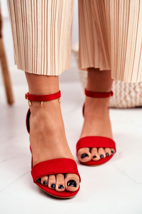 Sandały Damskie Zamszowe Czerwone Oh Baby!