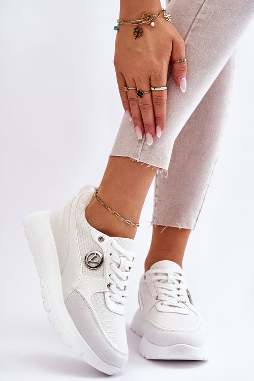 Damskie Sneakersy Na Platformie Białe Chana