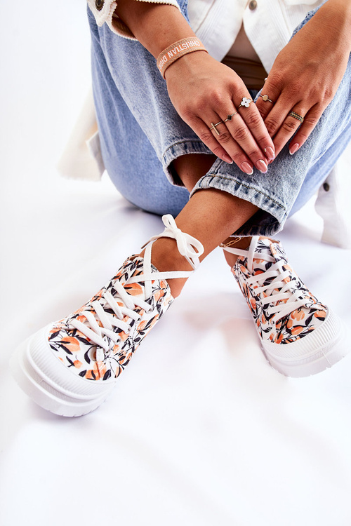 Niskie Trampki Wiązane W Owoce Białe Amissa