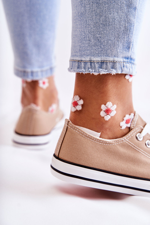 Damskie Klasyczne Trampki Wiązane Ciemnobeżowe Be Mine