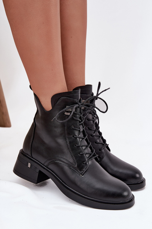 Ocieplane Botki Damskie Na Klocku Vinceza 58602 Czarne