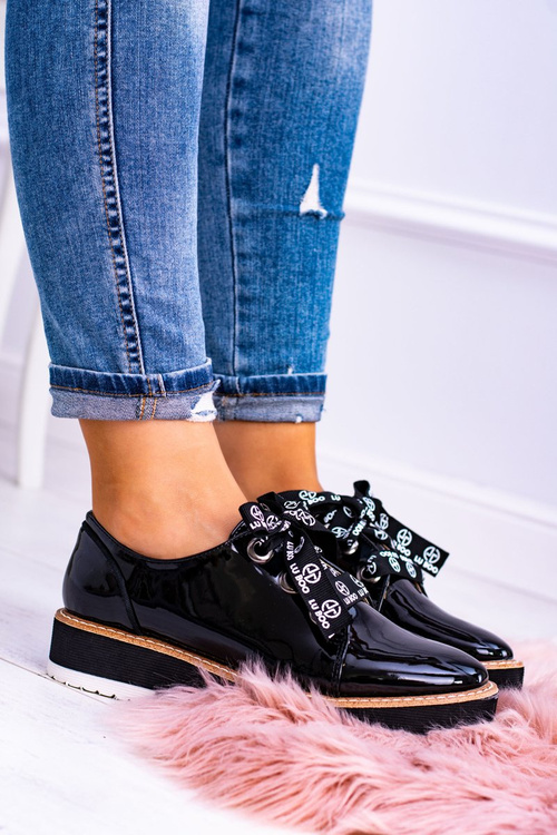 Lu Boo Czarne Damskie Półbuty Moonlight