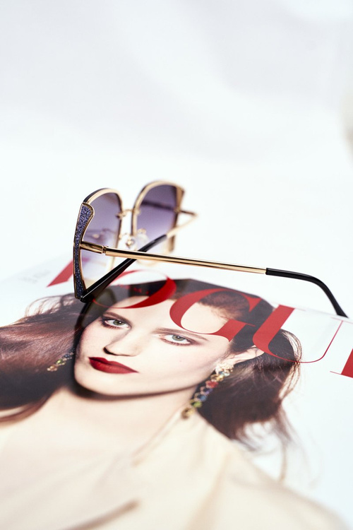 Okulary Przeciwsłoneczne Prius PRE-38 Złote Niebieskie Lustro Brokat