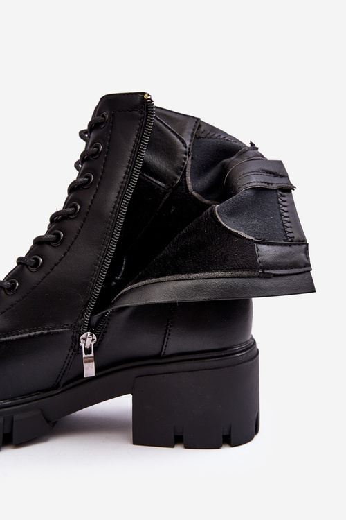 Damskie Ocieplane Botki Workery Na Suwak Czarne Evrarda