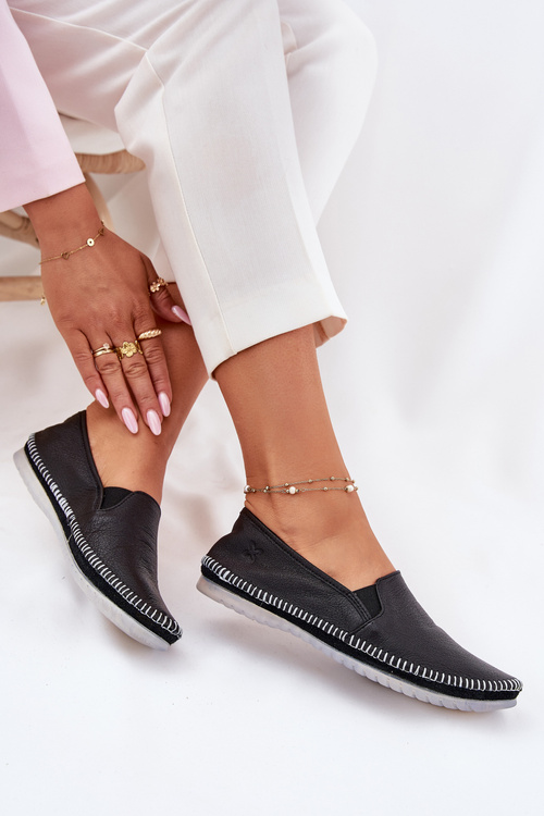 Skórzane Baleriny Maciejka T3512-71 Czarne