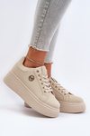 Sneakersy Damskie Na Platformie Beżowe Eshen