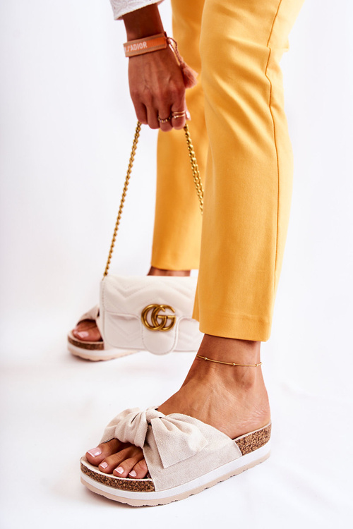 Klapki Na Platformie Beżowe So Comfy