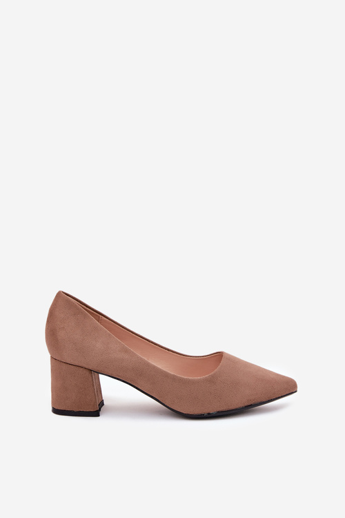 Czółenka Damskie Ze Szpiczastymi Noskami Na Słupku Khaki Merinette