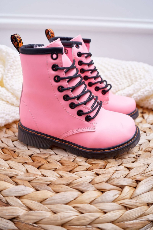 Dziecięce Botki Ocieplane z Suwakiem Fosforyzujące Różowe Gabby