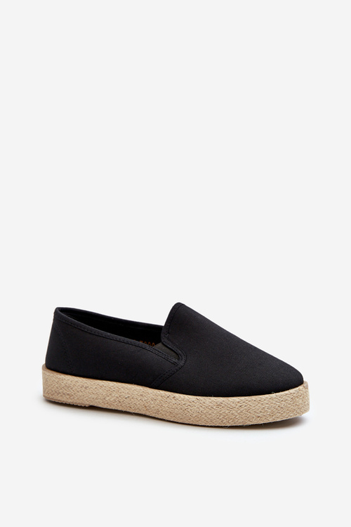 Espadryle Damskie Na Platformie Czarne Naloenma