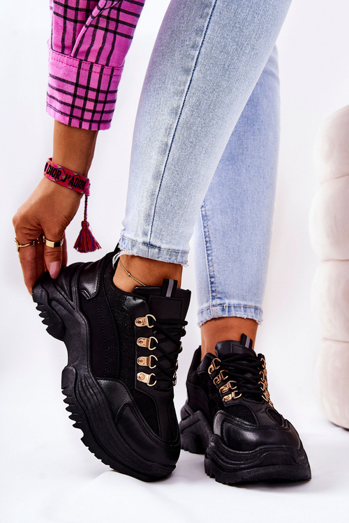 Sportowe Buty Na Platformie Czarne Flynn