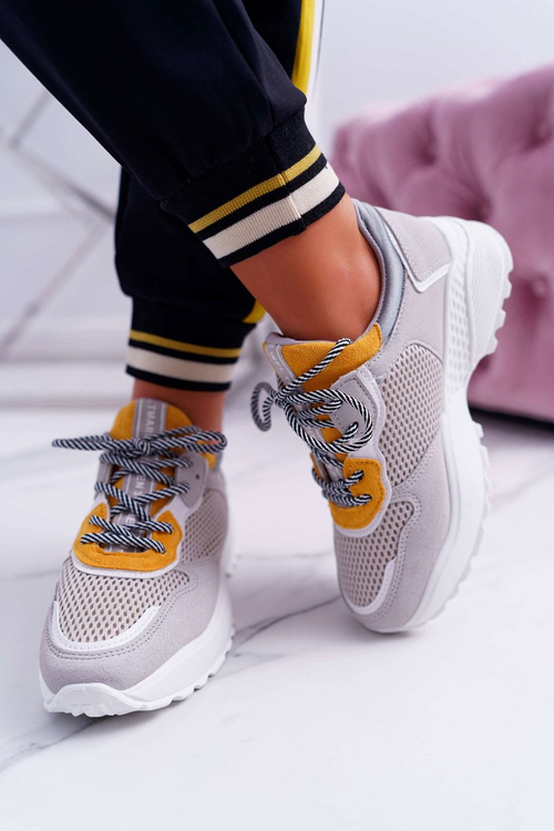 Sportowe Damskie Buty Wysoka Podeszwa Żółte Chillout