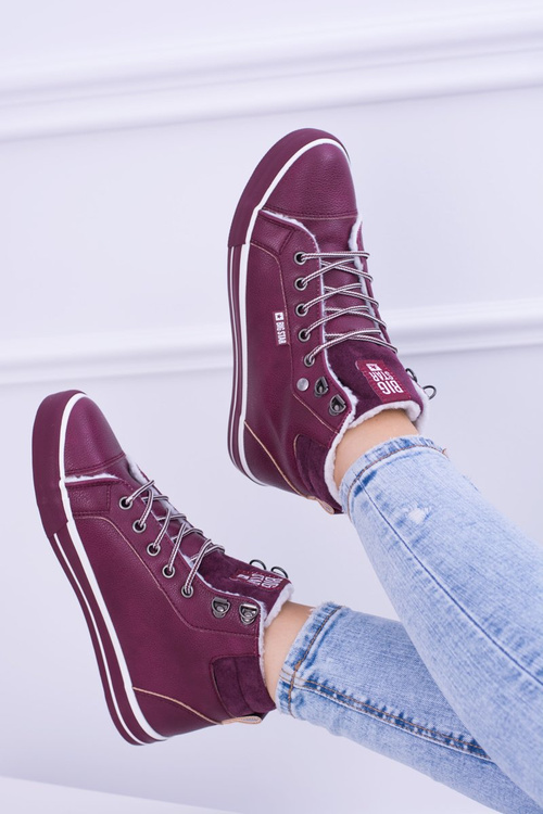 Big Star Ocieplane Bordowe Damskie Tenisówki BB274007