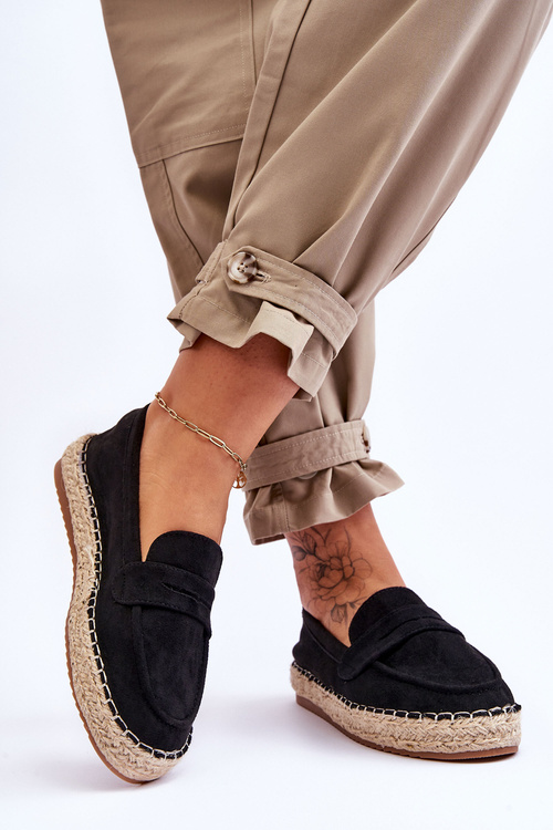 Damskie Zamszowe Espadryle Czarne Keyla