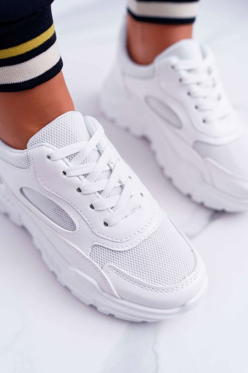 Sportowe Damskie Buty Gruba Podeszwa Białe HighStep