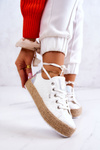 Wiązane Espadryle Na Plecionej Platformie Big Star JJ274397 Białe