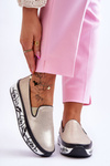 Damskie Skórzane Tenisówki Slip-On Złote Ottavia