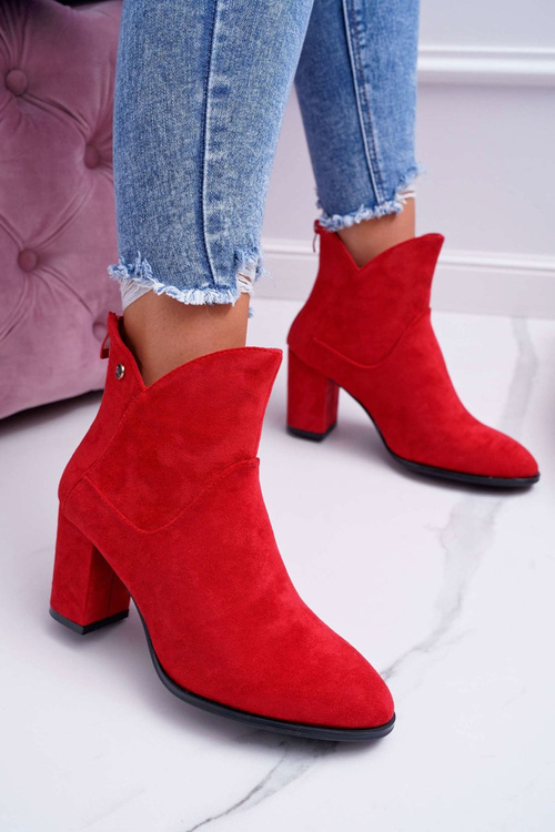 Botki Damskie Na Obcasie Sergio Leone Czerwone BT525