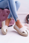 Espadryle Damskie Beżowe Platforma Ringer