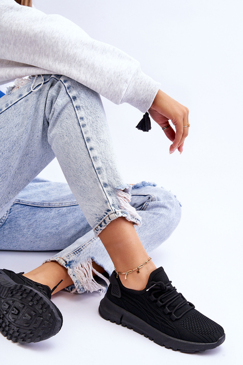 Damskie Wsuwane Buty Sportowe Sneakersy Czarne Rosett