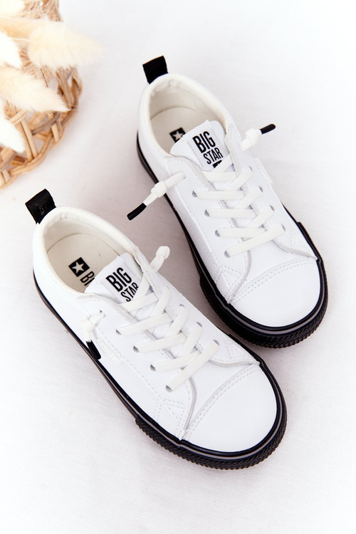 Dziecięce Skórzane Trampki BIG STAR HH374037 Białe