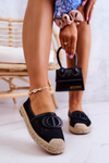 Damskie Koronkowe Espadryle Z Ozdobą Czarne Summer Dream
