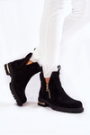Zamszowe Botki Z Wycięciami Czarne Klarissa