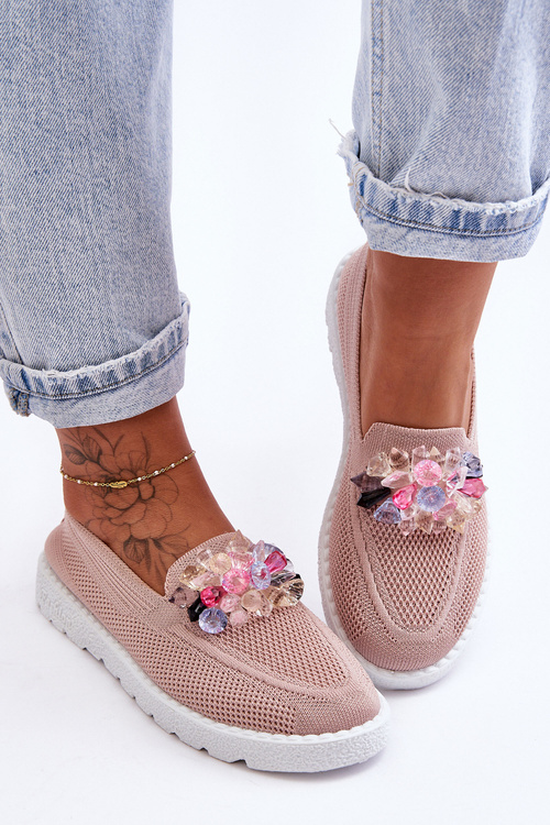 Damskie Trampki Tenisówki Wsuwane Z Ozdobą Różowe Taylor