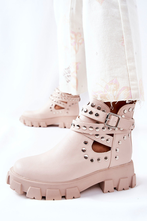 Workery Z Dżetami Na Platformie Beżowe Vernelle