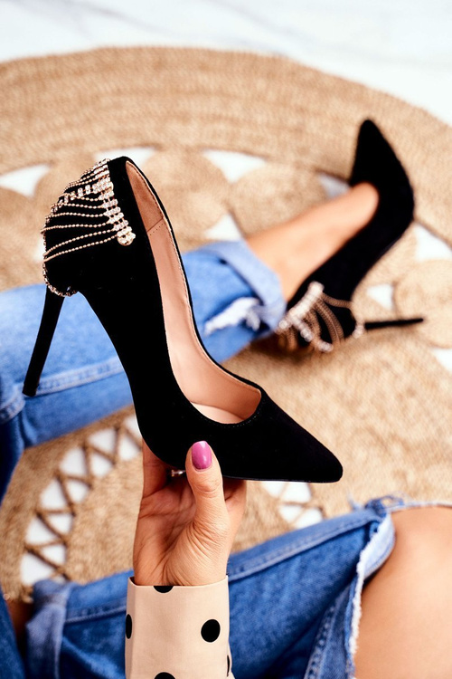 Szpilki Damskie Czarne Zamszowe Imprezowe Pacardo