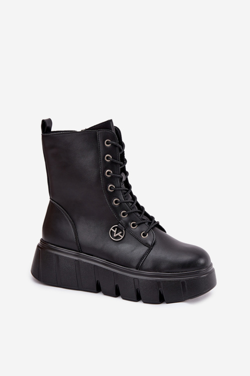 Botki Workery Damskie Na Platformie Ocieplane Vinceza 58588 Czarne