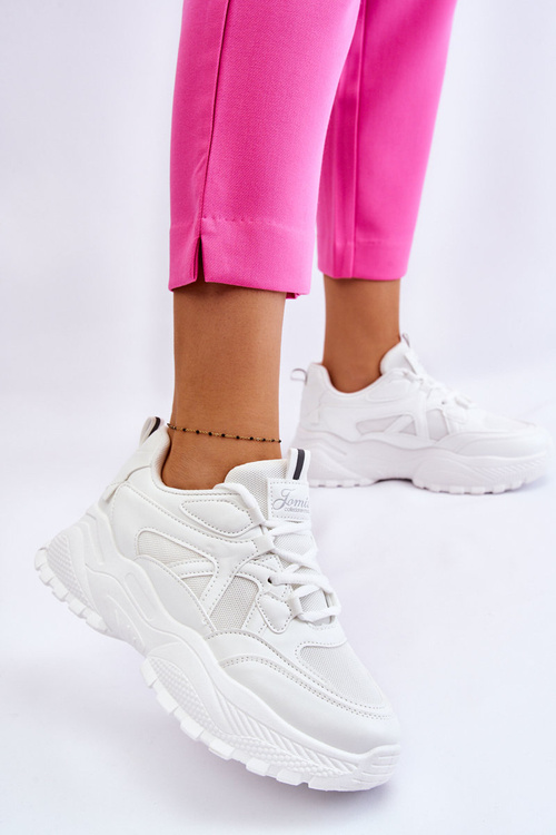 Klasyczne Sneakersy Na Platformie Białe Larec