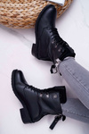 Damskie Botki Workery Big Star Skórzane Czarne EE274506