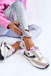 Damskie Sneakersy Sportowe Big Star KK274099 Biało-Beżowe