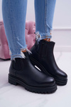 Botki Damskie Płaski Obcas Ciepłe Czarne Orion