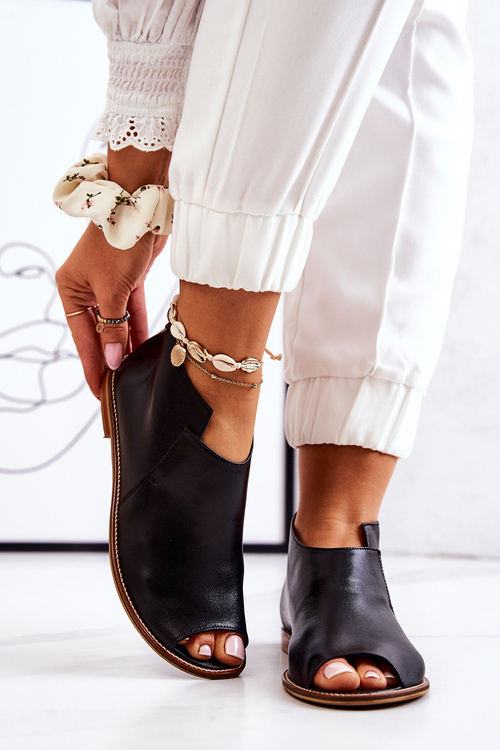 Botki Skórzane Na Obcasie Laura Messi Czarne 2324