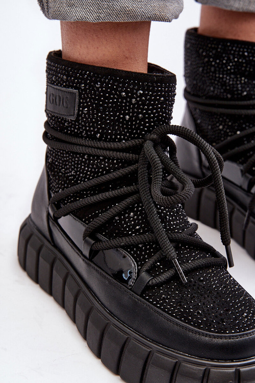 Ocieplane Śniegowce Zdobione Dżetami GOE MM2N4080 Czarne